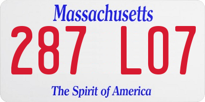 MA license plate 287LO7