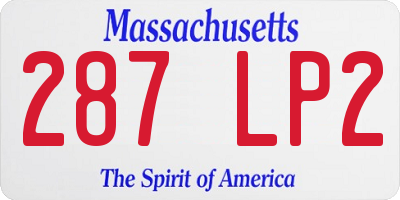 MA license plate 287LP2