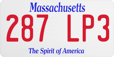 MA license plate 287LP3