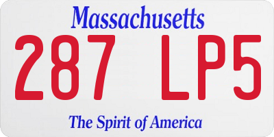 MA license plate 287LP5