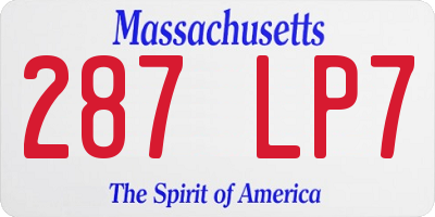 MA license plate 287LP7