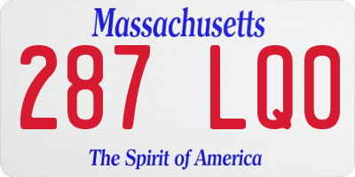 MA license plate 287LQ0