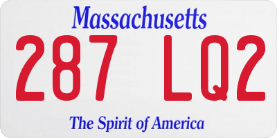 MA license plate 287LQ2