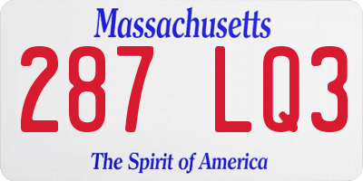 MA license plate 287LQ3