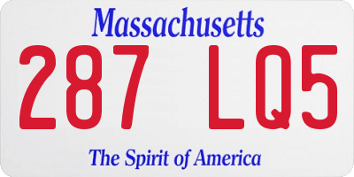 MA license plate 287LQ5