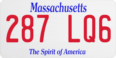 MA license plate 287LQ6