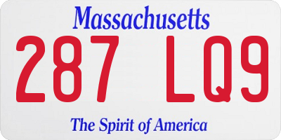 MA license plate 287LQ9