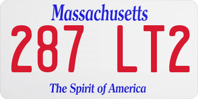 MA license plate 287LT2