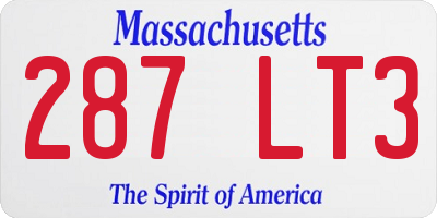 MA license plate 287LT3