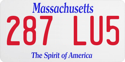 MA license plate 287LU5