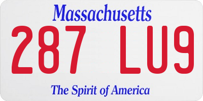 MA license plate 287LU9