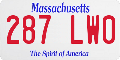 MA license plate 287LW0