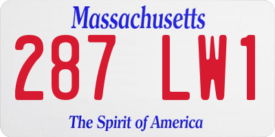 MA license plate 287LW1