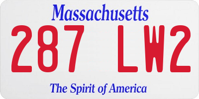 MA license plate 287LW2