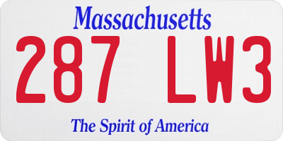 MA license plate 287LW3