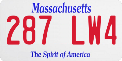 MA license plate 287LW4