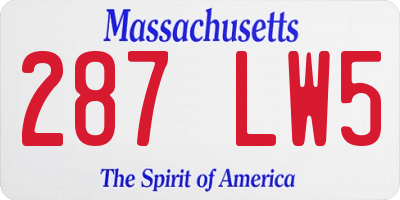MA license plate 287LW5
