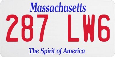 MA license plate 287LW6