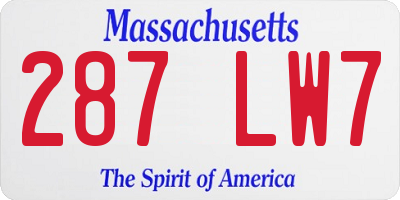MA license plate 287LW7