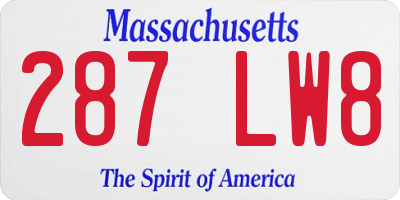 MA license plate 287LW8