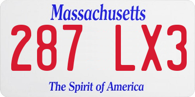 MA license plate 287LX3