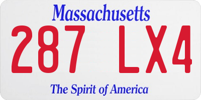 MA license plate 287LX4