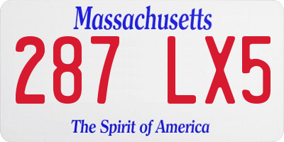 MA license plate 287LX5