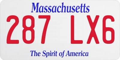 MA license plate 287LX6