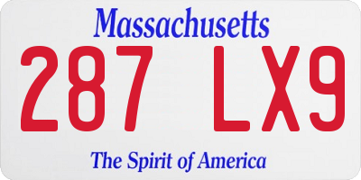 MA license plate 287LX9