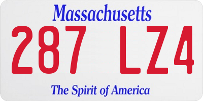 MA license plate 287LZ4