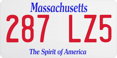 MA license plate 287LZ5