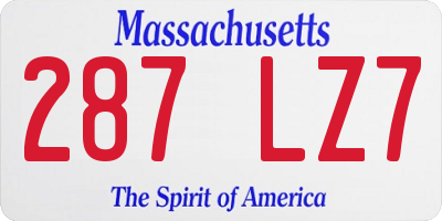 MA license plate 287LZ7