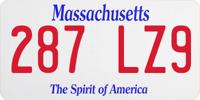 MA license plate 287LZ9