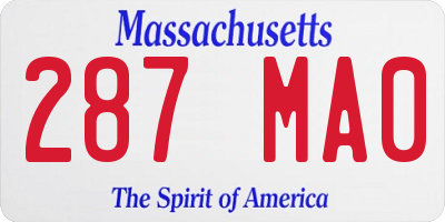 MA license plate 287MA0