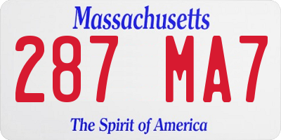 MA license plate 287MA7