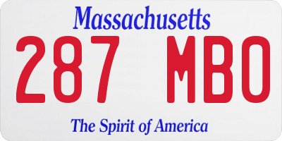 MA license plate 287MB0