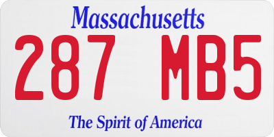 MA license plate 287MB5