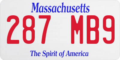 MA license plate 287MB9