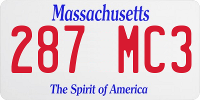MA license plate 287MC3