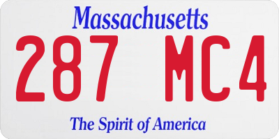 MA license plate 287MC4
