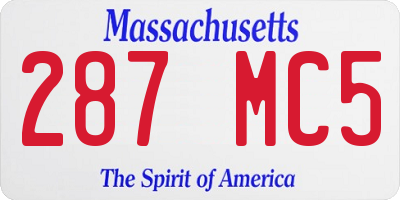 MA license plate 287MC5