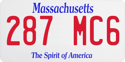 MA license plate 287MC6