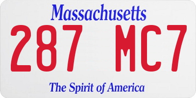 MA license plate 287MC7