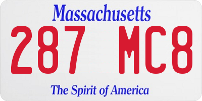 MA license plate 287MC8