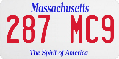 MA license plate 287MC9