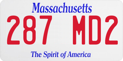 MA license plate 287MD2