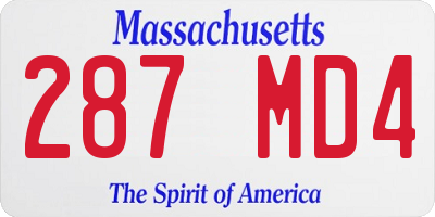 MA license plate 287MD4