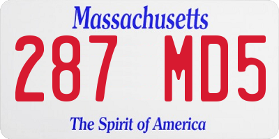 MA license plate 287MD5
