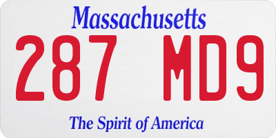 MA license plate 287MD9