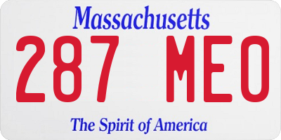 MA license plate 287ME0